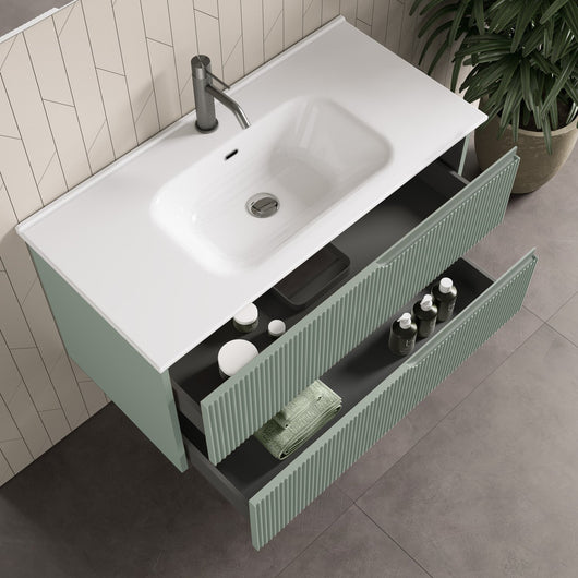 Mobile bagno composizione 4 pezzi L.121 P.46,5 H.190 cm VENERE colore verde salvia