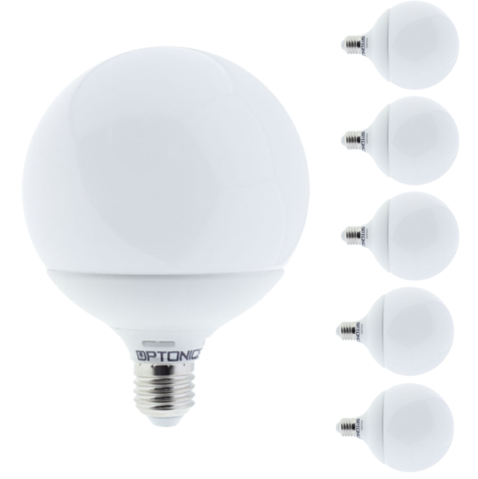 Lampadina led globo e27 18watt resa 108watt risparmio energetico 6000k pezzi 6