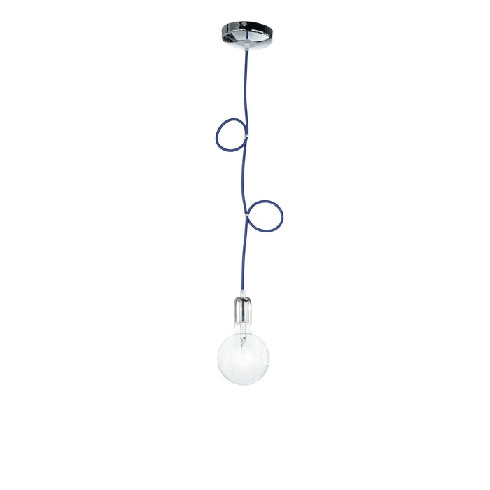 Pendel IDEA con cavo in tessuto blu E27 80 cm.