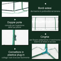 Serra da Giardino a Tunnel 200x100x80 cm In Acciaio e PVC Trasparente e Verde