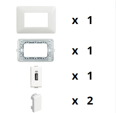 Kit base punto presa usb tipo a bticino matix bianco pezzi 5