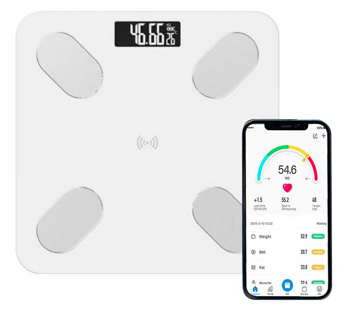 Bilancia Pesapersone Digitale Max 180 Kg in Vetro con App Bluetooth Bianca