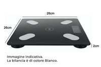 Bilancia Pesapersone Digitale Max 180 Kg in Vetro con App Bluetooth Bianca