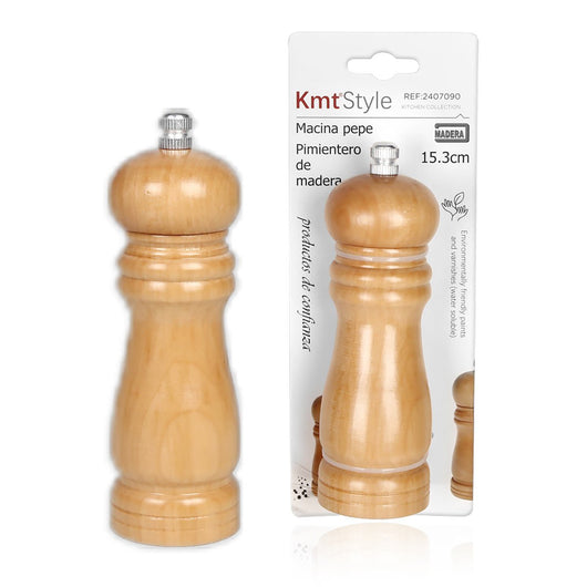 Macinapepe In Legno Macina Pepe e Sale Colore Beige 15,3cm