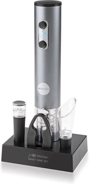 Macom just kitchen 952 smart wine set kit vino cordless, argento e nero