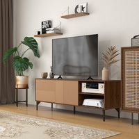 Mobile TV Fino a 65" 2 Ante 2 Ripiani Aperti 150x40x56 cm in Legno Truciolare Marrone