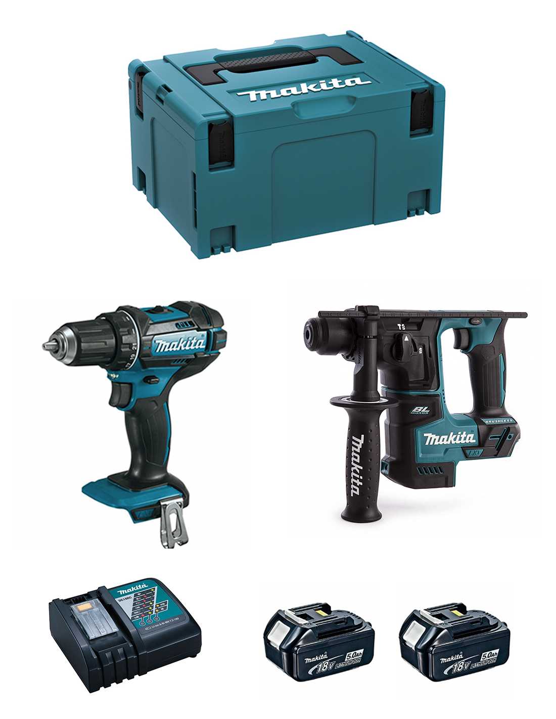 Makita  kit 18v msl2p2 (dhr171 + ddf482 + 2 x 5,0.. 8435587904038