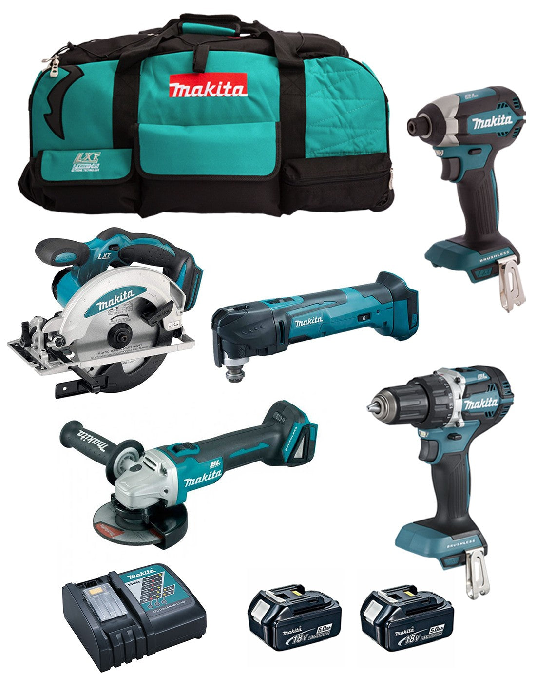 Makita  kit dlx5021tx1 (ddf484 + dga504 + dss610 +.. 0088381830379