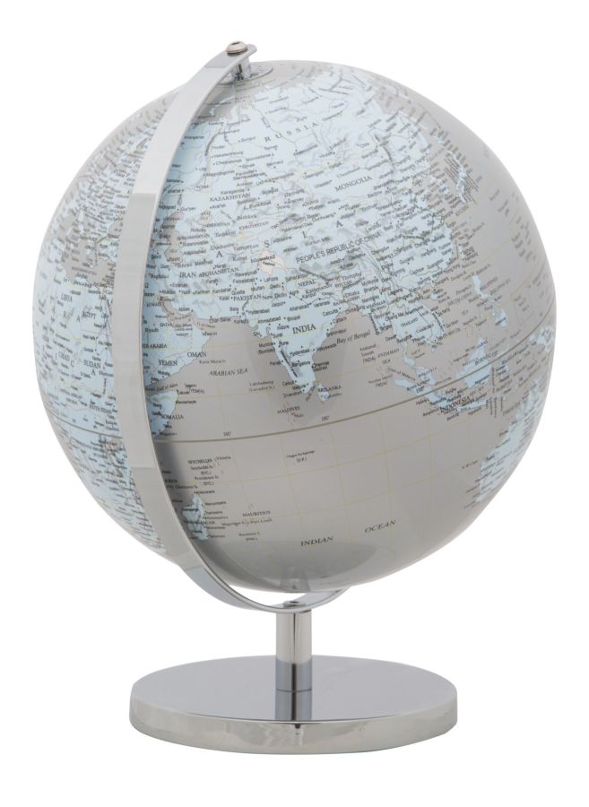 Mappamondo girevole da appoggio 25x34cm Argento e Azzurro