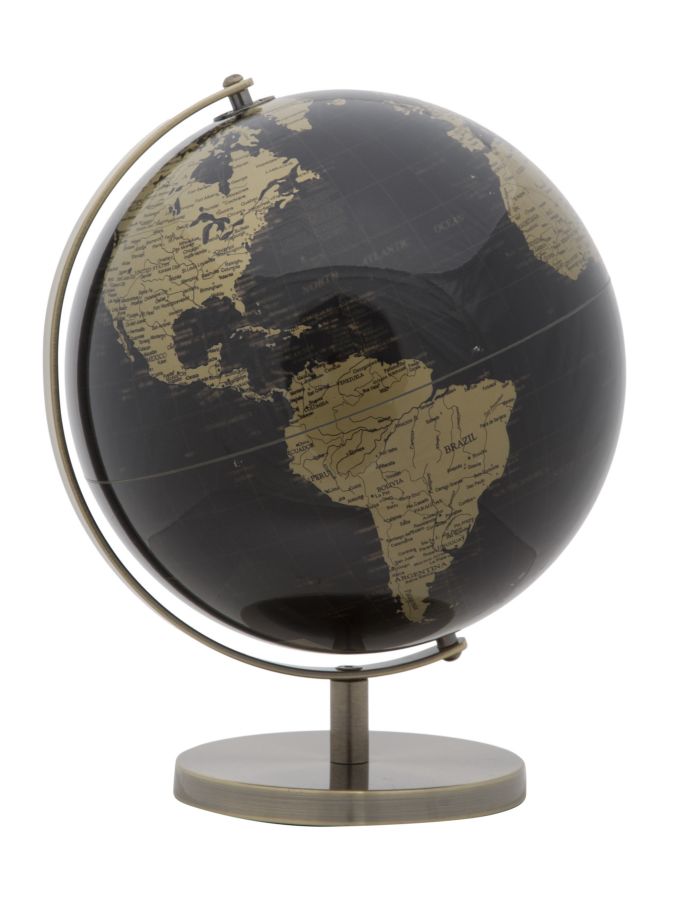 Mappamondo girevole da appoggio 25x34cm Bronzo e Nero