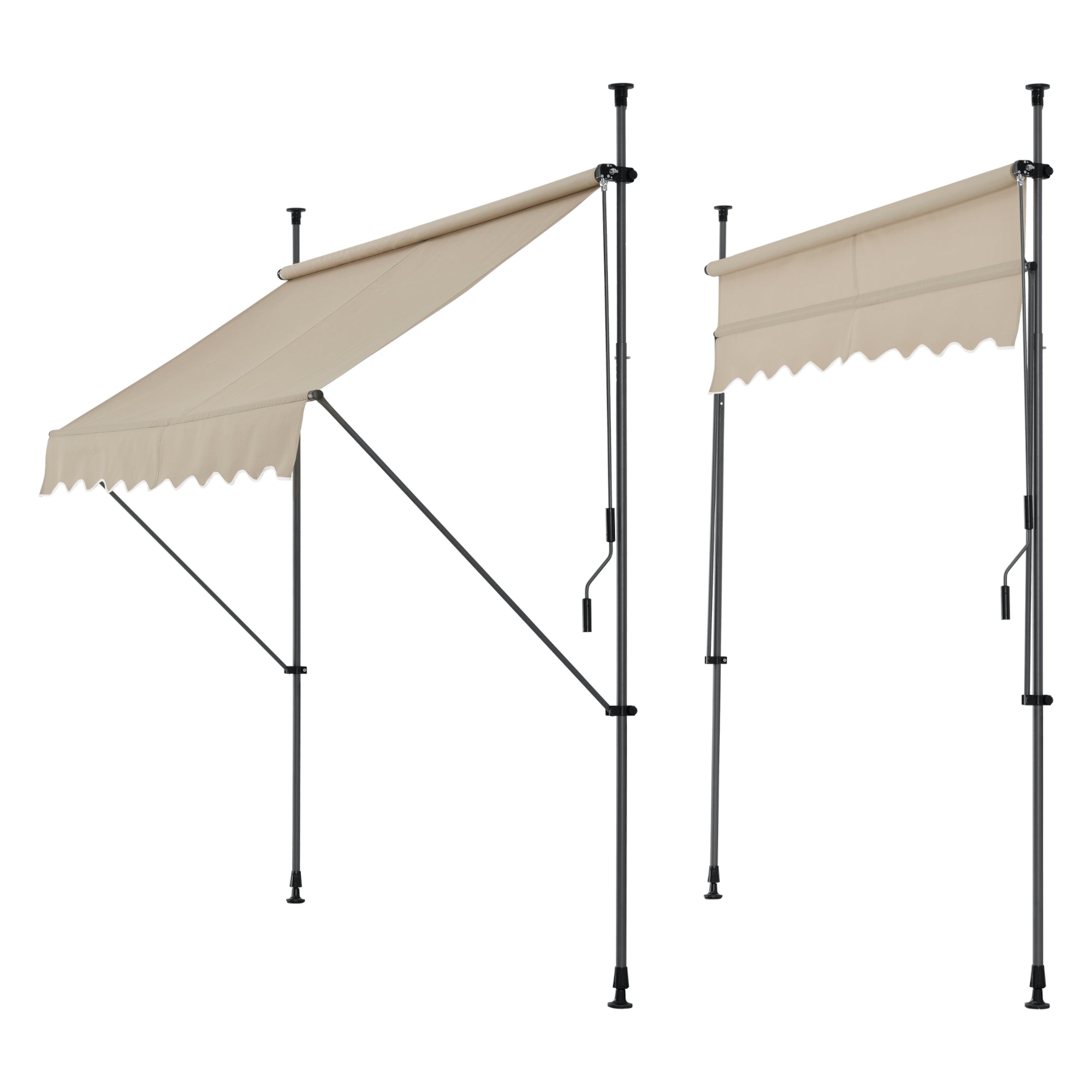 Tenda da Sole a Muro con Pali di Supporto Telescopici Parasole 250 x 120 cm (LxP) color Sabbia pro.tec