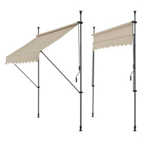 Tenda da Sole a Muro con Pali di Supporto Telescopici Parasole 250 x 120 cm (LxP) color Sabbia pro.tec