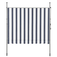 Tenda da Sole a Muro con Pali di Supporto Telescopici Parasole 300 x 120 cm (LxP) Blu Scuro/Bianco pro.tec