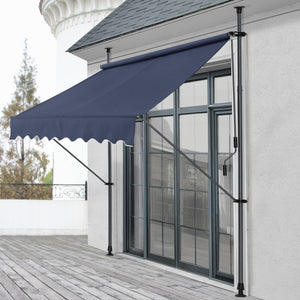 Tenda da Sole a Muro con Pali di Supporto Telescopici Parasole 150 x 120 cm (LxP) Blu Scuro pro.tec