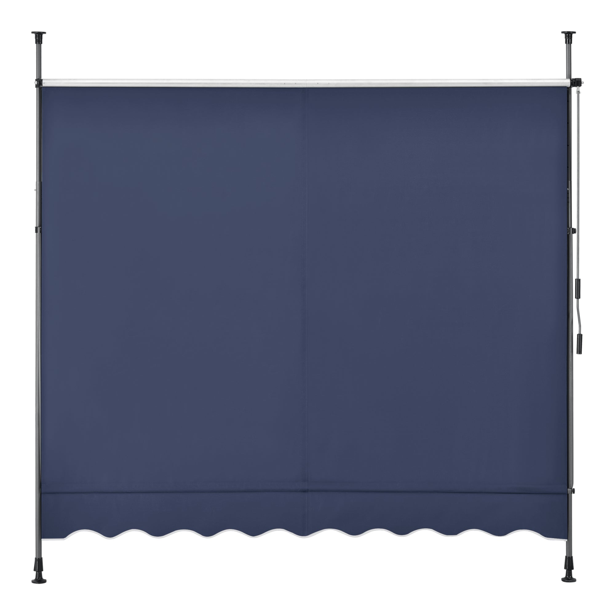 Tenda da Sole a Muro con Pali di Supporto Telescopici Parasole 200 x 120 cm (LxP) Blu Scuro pro.tec