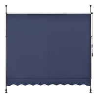 Tenda da Sole a Muro con Pali di Supporto Telescopici Parasole 200 x 120 cm (LxP) Blu Scuro pro.tec