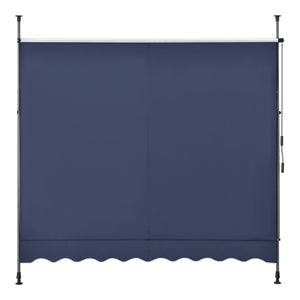 Tenda da Sole a Muro con Pali di Supporto Telescopici Parasole 200 x 120 cm (LxP) Blu Scuro pro.tec