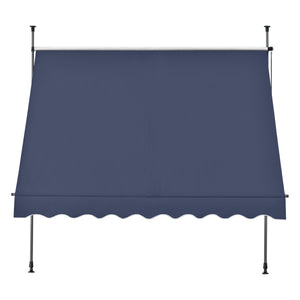 Tenda da Sole a Muro con Pali di Supporto Telescopici Parasole 300 x 120 cm (LxP) Blu Scuro pro.tec