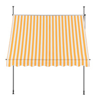 Tenda da Sole a Muro con Pali di Supporto Telescopici Parasole 300 x 120 cm (LxP) Giallo-Bianco pro.tec