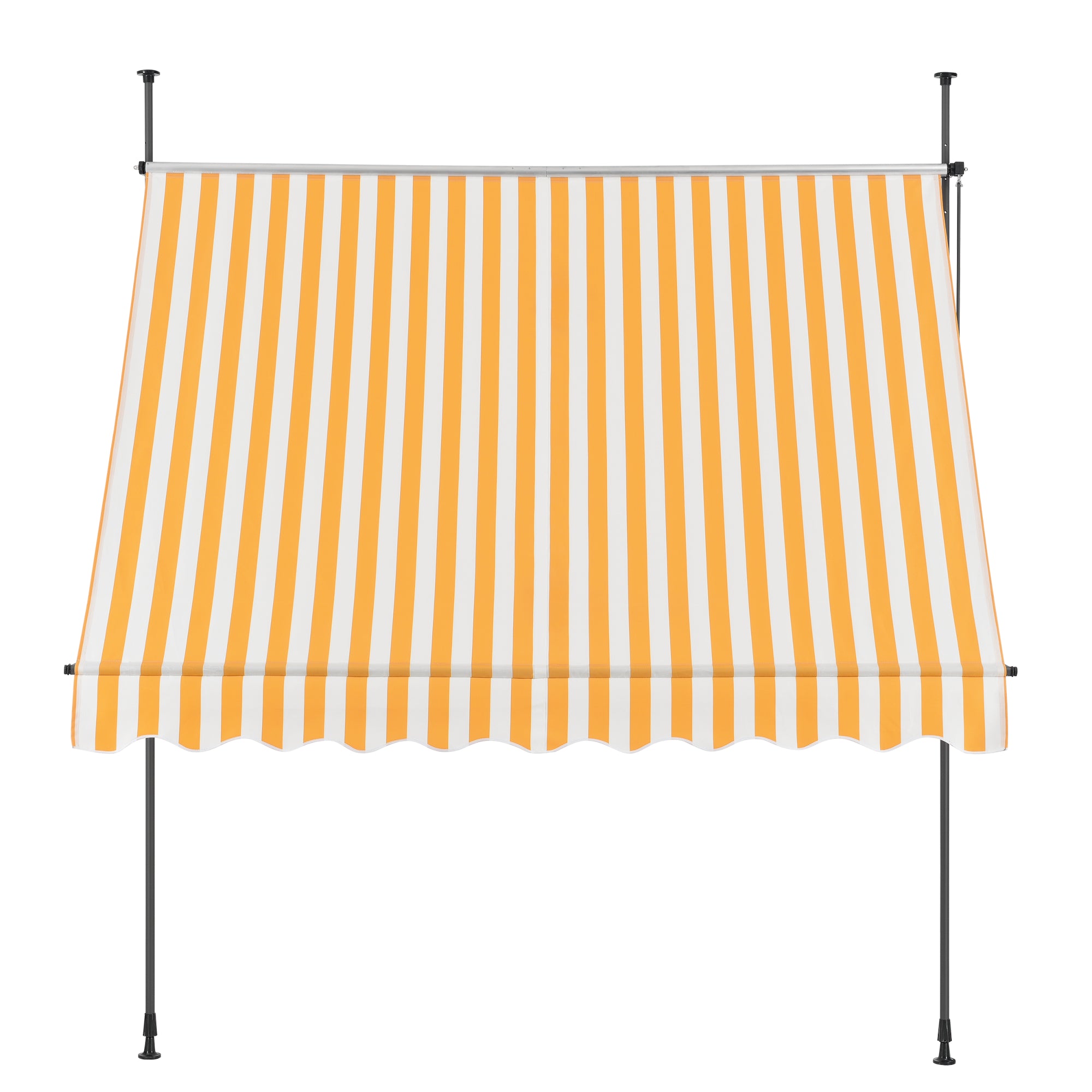 Tenda da Sole a Muro con Pali di Supporto Telescopici Parasole 300 x 120 cm (LxP) Giallo-Bianco pro.tec