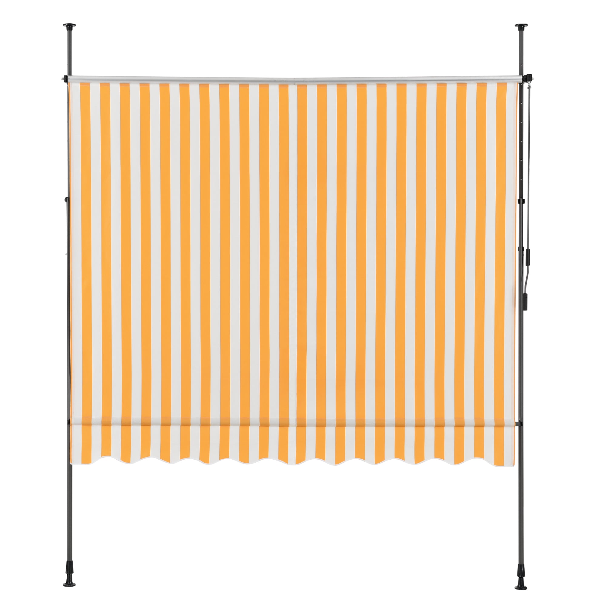 Tenda da Sole a Muro con Pali di Supporto Telescopici Parasole 250 x 120 cm (LxP) Giallo-Bianco pro.tec