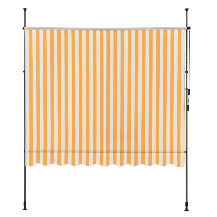 Tenda da Sole a Muro con Pali di Supporto Telescopici Parasole 250 x 120 cm (LxP) Giallo-Bianco pro.tec