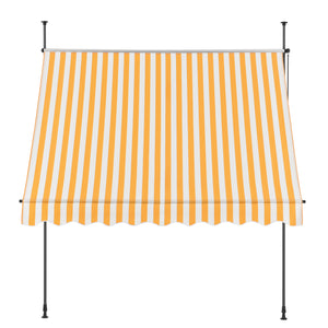 Tenda da Sole a Muro con Pali di Supporto Telescopici Parasole 250 x 120 cm (LxP) Giallo-Bianco pro.tec