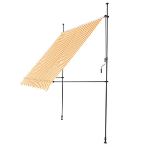 Tenda da Sole a Muro con Pali di Supporto Telescopici Parasole 250 x 120 cm (LxP) Giallo-Bianco pro.tec