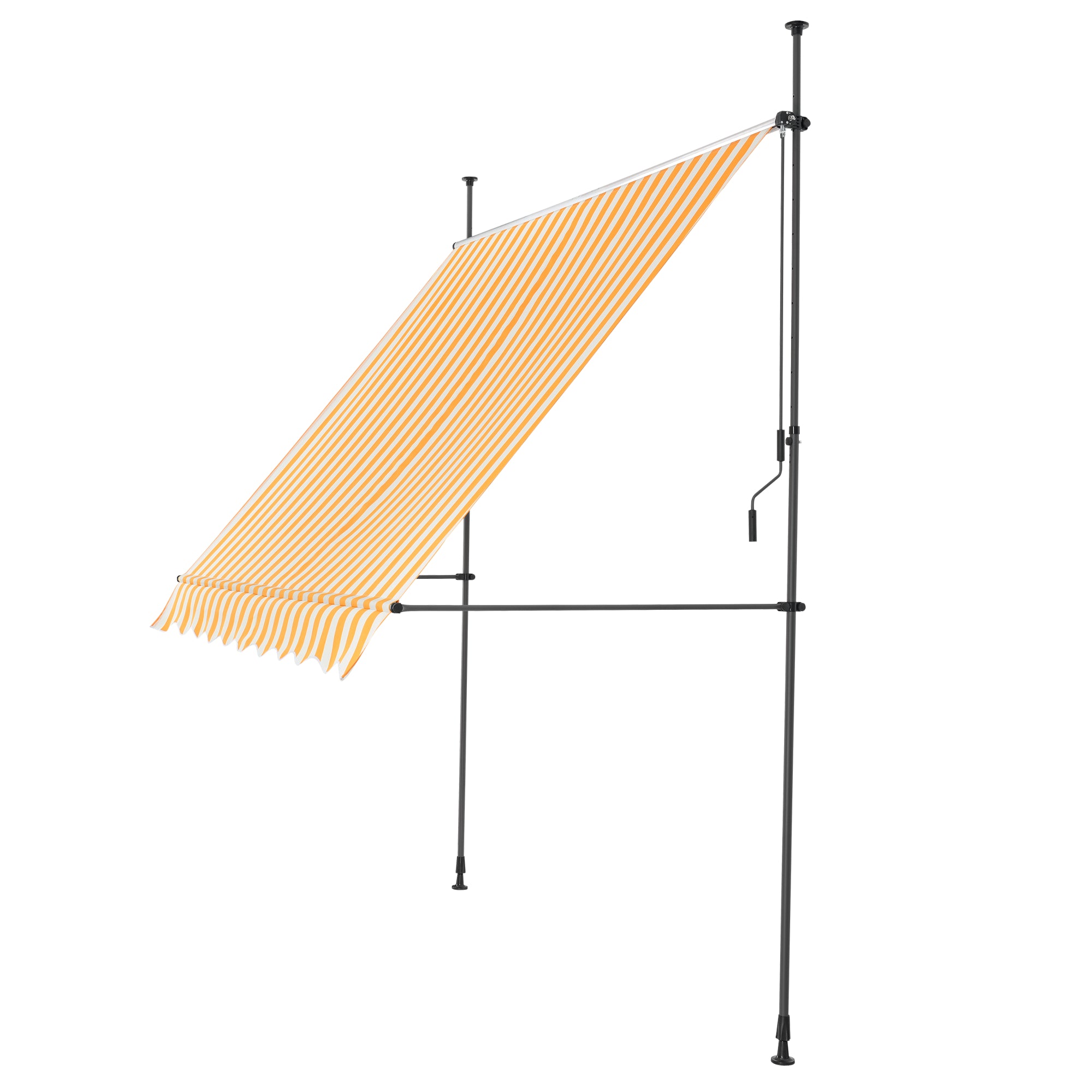 Tenda da Sole a Muro con Pali di Supporto Telescopici Parasole 300 x 120 cm (LxP) Giallo-Bianco pro.tec