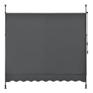 Tenda da Sole a Muro con Pali di Supporto Telescopici Parasole 300 x 120 cm (LxP) Grigio pro.tec