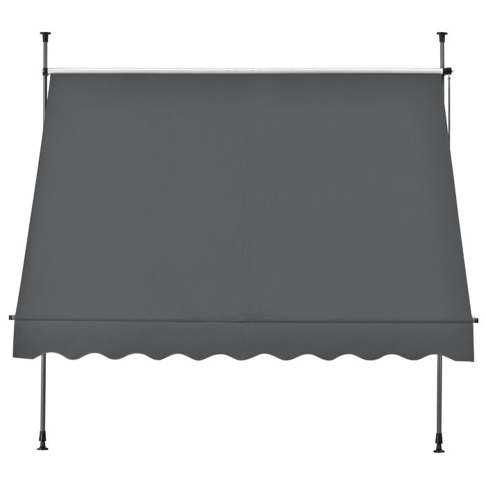 Tenda da Sole a Muro con Pali di Supporto Telescopici Parasole 350 x 120 cm (LxP) Grigio pro.tec