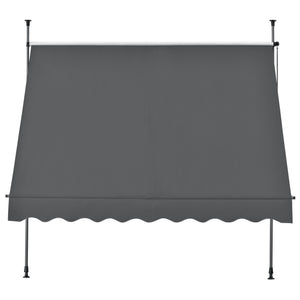 Tenda da Sole a Muro con Pali di Supporto Telescopici Parasole 300 x 120 cm (LxP) Grigio pro.tec