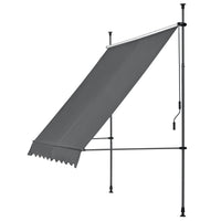 Tenda da Sole a Muro con Pali di Supporto Telescopici Parasole 300 x 120 cm (LxP) Grigio pro.tec