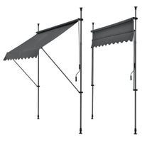 Tenda da Sole a Muro con Pali di Supporto Telescopici Parasole 300 x 120 cm (LxP) Grigio pro.tec