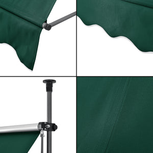 Tenda da Sole a Muro con Pali di Supporto Telescopici Parasole 150 x 120 cm (LxP) Verde Scuro pro.tec