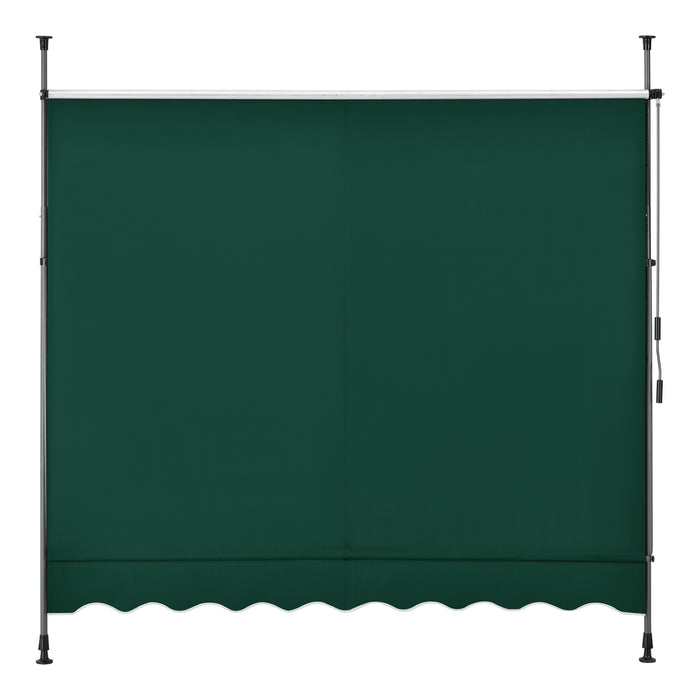 Tenda da Sole a Muro con Pali di Supporto Telescopici Parasole 150 x 120 cm (LxP) Verde Scuro pro.tec