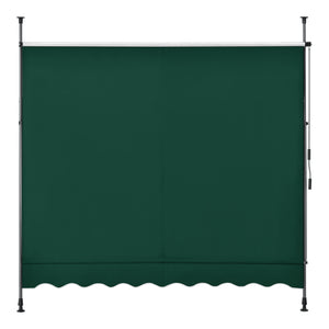 Tenda da Sole a Muro con Pali di Supporto Telescopici Parasole 200 x 120 cm (LxP) Verde Scuro pro.tec