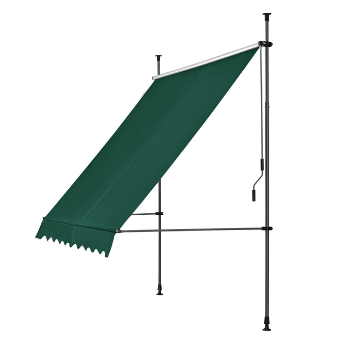 Tenda da Sole a Muro con Pali di Supporto Telescopici Parasole 150 x 120 cm (LxP) Verde Scuro pro.tec