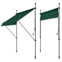 Tenda da Sole a Muro con Pali di Supporto Telescopici Parasole 150 x 120 cm (LxP) Verde Scuro pro.tec