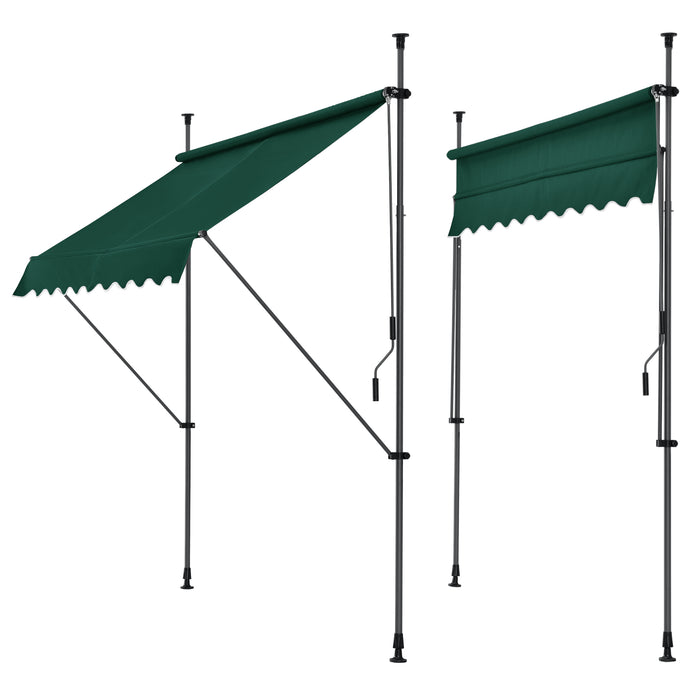 Tenda da Sole a Muro con Pali di Supporto Telescopici Parasole 150 x 120 cm (LxP) Verde Scuro pro.tec