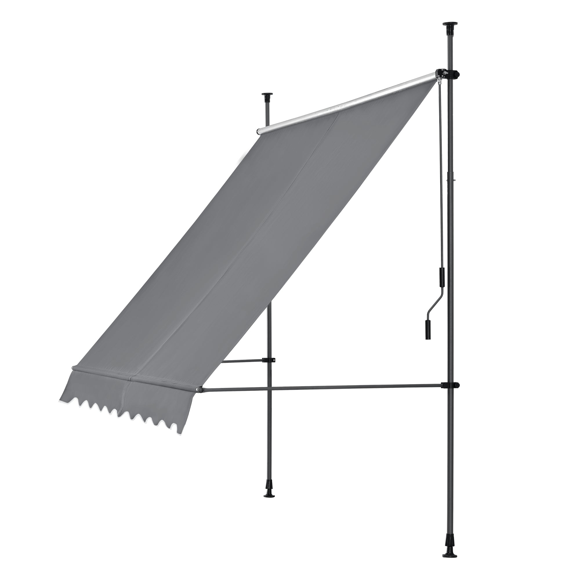 Tenda da Sole a Muro con Pali di Supporto Telescopici Parasole 250 x 120 cm (LxP) Grigio Medio pro.tec