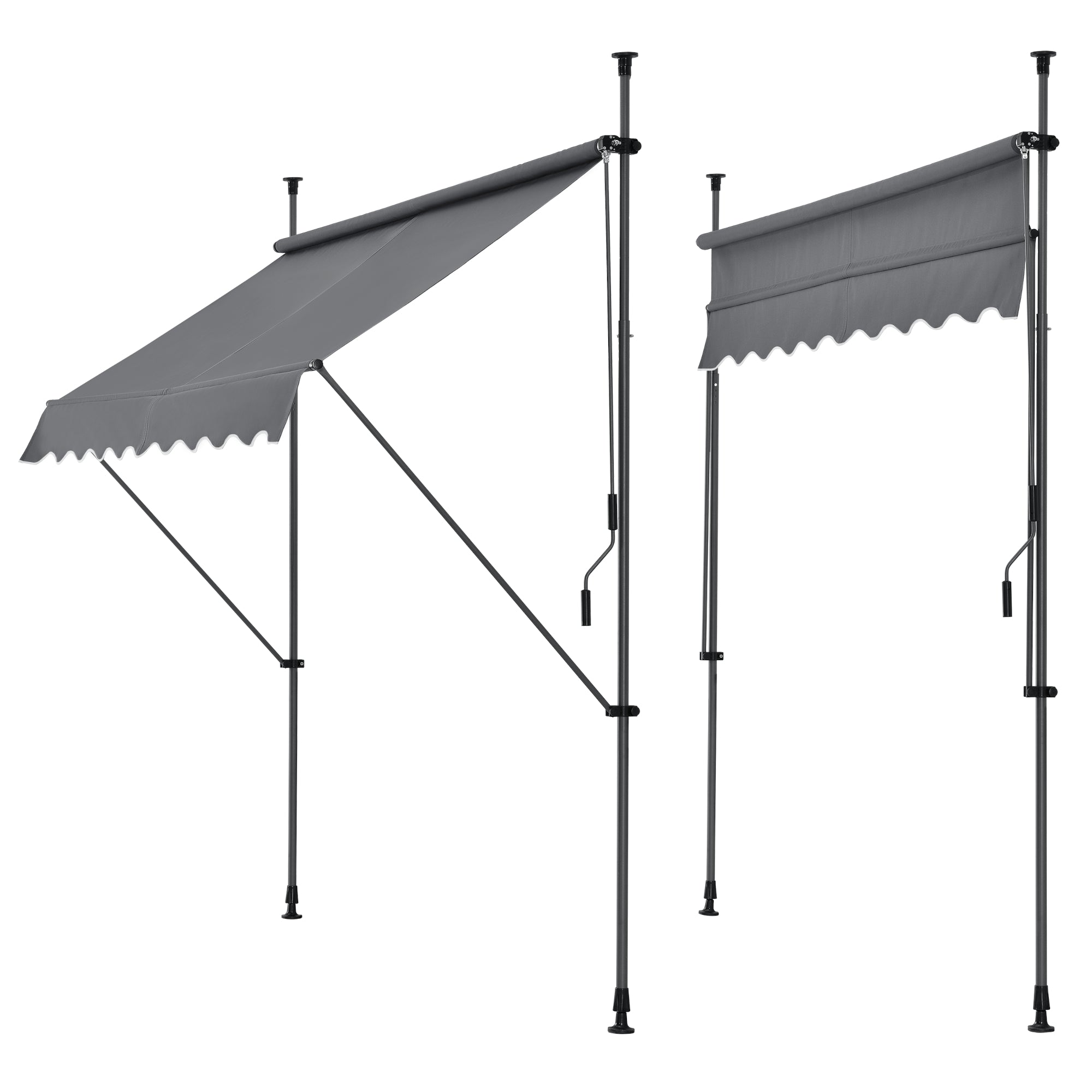 Tenda da Sole a Muro con Pali di Supporto Telescopici Parasole 250 x 120 cm (LxP) Grigio Medio pro.tec