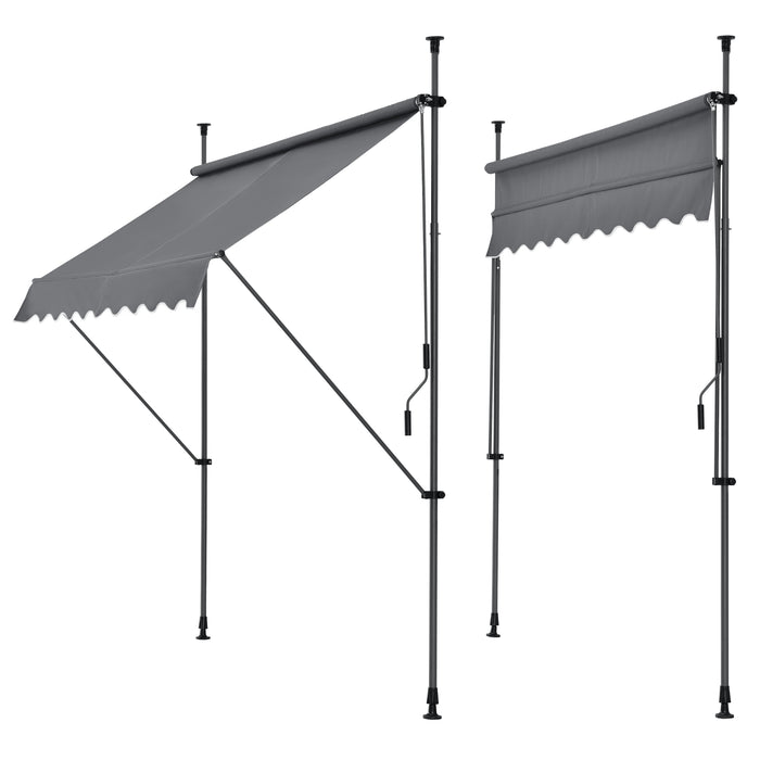 Tenda da Sole a Muro con Pali di Supporto Telescopici Parasole 250 x 120 cm (LxP) Grigio Medio pro.tec