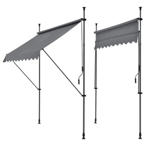 Tenda da Sole a Muro con Pali di Supporto Telescopici Parasole 400 x 120 cm (LxP) Grigio Medio pro.tec