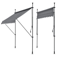 Tenda da Sole a Muro con Pali di Supporto Telescopici Parasole 300 x 120 cm (LxP) Grigio Medio pro.tec