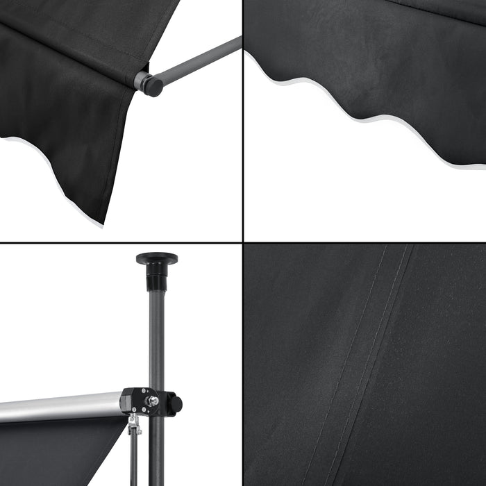 Tenda da Sole a Muro con Pali di Supporto Telescopici Parasole 300 x 120 cm (LxP) Nero pro.tec