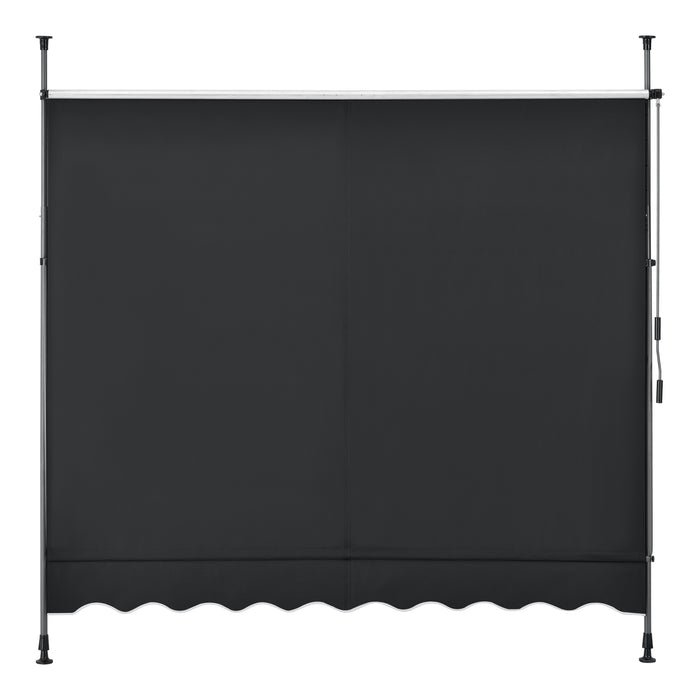 Tenda da Sole a Muro con Pali di Supporto Telescopici Parasole 300 x 120 cm (LxP) Nero pro.tec