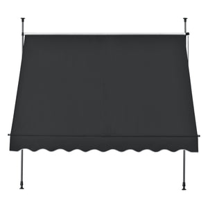 Tenda da Sole a Muro con Pali di Supporto Telescopici Parasole 300 x 120 cm (LxP) Nero pro.tec