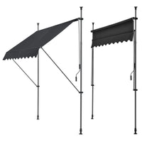 Tenda da Sole a Muro con Pali di Supporto Telescopici Parasole 300 x 120 cm (LxP) Nero pro.tec