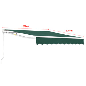 Tenda da Sole a Muro con Bracci Estensibili e Manovella - 250 x 200 cm (LxP) - Tettuccio Parasole con Protezione Raggi